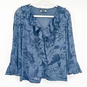 Fibers Womens Y2K Vintage Peasant Ruffled Velvet Floral Paisley Babydoll Blouse‎